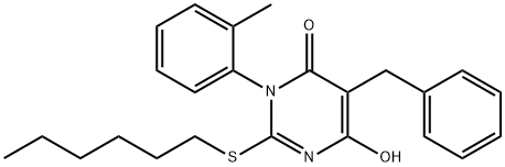 5-benzyl-2-(hexylsulfanyl)-6-hydroxy-3-(2-methylphenyl)-4(3H)-pyrimidinone Structure