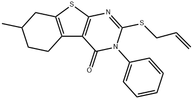 2-(allylsulfanyl)-7-methyl-3-phenyl-5,6,7,8-tetrahydro[1]benzothieno[2,3-d]pyrimidin-4(3H)-one Structure