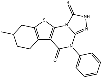 8-methyl-4-phenyl-1-sulfanyl-6,7,8,9-tetrahydro[1]benzothieno[3,2-e][1,2,4]triazolo[4,3-a]pyrimidin-5(4H)-one Structure