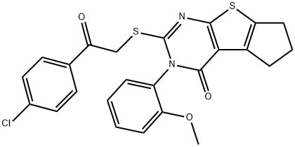 2-{[2-(4-chlorophenyl)-2-oxoethyl]sulfanyl}-3-(2-methoxyphenyl)-3,5,6,7-tetrahydro-4H-cyclopenta[4,5]thieno[2,3-d]pyrimidin-4-one Structure