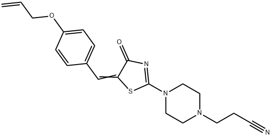 3-(4-{5-[4-(allyloxy)benzylidene]-4-oxo-4,5-dihydro-1,3-thiazol-2-yl}-1-piperazinyl)propanenitrile 구조식 이미지