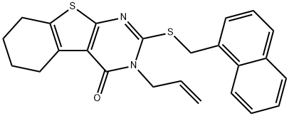 3-allyl-2-[(1-naphthylmethyl)sulfanyl]-5,6,7,8-tetrahydro[1]benzothieno[2,3-d]pyrimidin-4(3H)-one 구조식 이미지