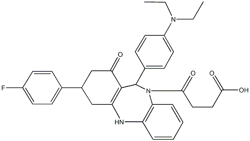 4-[11-[4-(diethylamino)phenyl]-3-(4-fluorophenyl)-1-oxo-1,2,3,4,5,11-hexahydro-10H-dibenzo[b,e][1,4]diazepin-10-yl]-4-oxobutanoic acid Structure