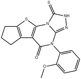 4-(2-methoxyphenyl)-1-sulfanyl-7,8-dihydro-6H-cyclopenta[4,5]thieno[3,2-e][1,2,4]triazolo[4,3-a]pyrimidin-5(4H)-one 구조식 이미지