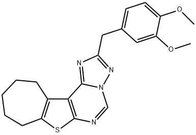 2-(3,4-dimethoxybenzyl)-9,10,11,12-tetrahydro-8H-cyclohepta[4,5]thieno[3,2-e][1,2,4]triazolo[1,5-c]pyrimidine 구조식 이미지
