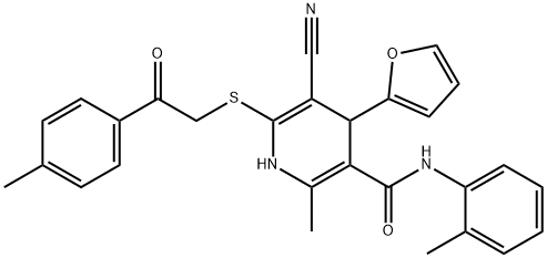 5-cyano-4-(2-furyl)-2-methyl-N-(2-methylphenyl)-6-{[2-(4-methylphenyl)-2-oxoethyl]sulfanyl}-1,4-dihydro-3-pyridinecarboxamide Structure