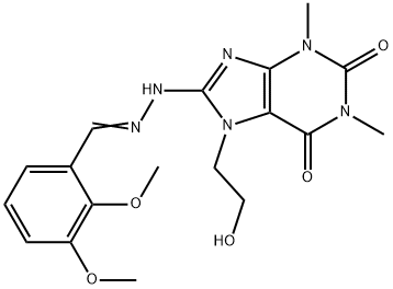 2,3-dimethoxybenzaldehyde [7-(2-hydroxyethyl)-1,3-dimethyl-2,6-dioxo-2,3,6,7-tetrahydro-1H-purin-8-yl]hydrazone Structure