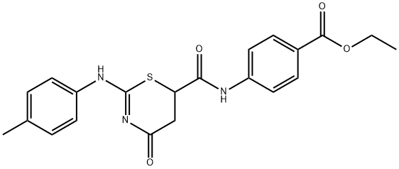 ethyl 4-({[4-oxo-2-(4-toluidino)-5,6-dihydro-4H-1,3-thiazin-6-yl]carbonyl}amino)benzoate 구조식 이미지