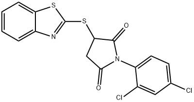 3-(1,3-benzothiazol-2-ylsulfanyl)-1-(2,4-dichlorophenyl)-2,5-pyrrolidinedione 구조식 이미지