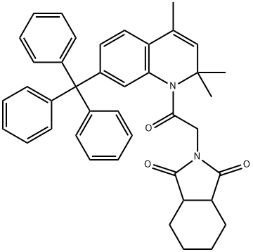 2-[2-oxo-2-(2,2,4-trimethyl-7-trityl-1(2H)-quinolinyl)ethyl]hexahydro-1H-isoindole-1,3(2H)-dione 구조식 이미지