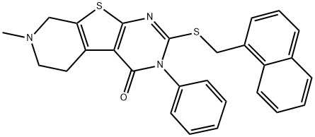 7-methyl-2-[(1-naphthylmethyl)sulfanyl]-3-phenyl-5,6,7,8-tetrahydropyrido[4',3':4,5]thieno[2,3-d]pyrimidin-4(3H)-one Structure