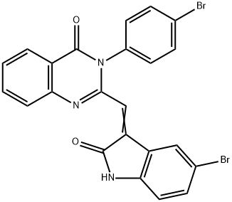 2-[(5-bromo-2-oxo-1,2-dihydro-3H-indol-3-ylidene)methyl]-3-(4-bromophenyl)-4(3H)-quinazolinone 구조식 이미지