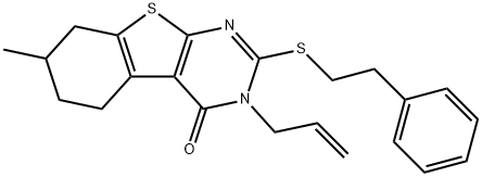 3-allyl-7-methyl-2-[(2-phenylethyl)sulfanyl]-5,6,7,8-tetrahydro[1]benzothieno[2,3-d]pyrimidin-4(3H)-one 구조식 이미지