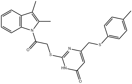 2-{[2-(2,3-dimethyl-1H-indol-1-yl)-2-oxoethyl]sulfanyl}-6-{[(4-methylphenyl)sulfanyl]methyl}-4-pyrimidinol Structure