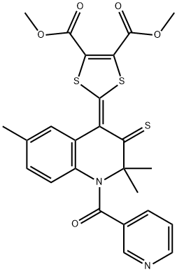 dimethyl 2-(2,2,6-trimethyl-1-(3-pyridinylcarbonyl)-3-thioxo-2,3-dihydro-4(1H)-quinolinylidene)-1,3-dithiole-4,5-dicarboxylate 구조식 이미지