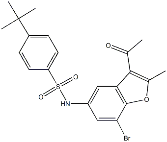 N-(3-acetyl-7-bromo-2-methyl-1-benzofuran-5-yl)-4-tert-butylbenzenesulfonamide Structure