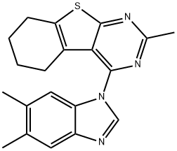 4-(5,6-dimethyl-1H-benzimidazol-1-yl)-2-methyl-5,6,7,8-tetrahydro[1]benzothieno[2,3-d]pyrimidine 구조식 이미지