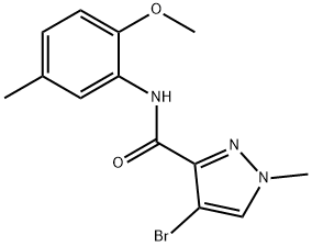 4-bromo-N-(2-methoxy-5-methylphenyl)-1-methyl-1H-pyrazole-3-carboxamide 구조식 이미지