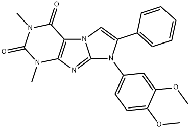 8-(3,4-dimethoxyphenyl)-1,3-dimethyl-7-phenyl-1H-imidazo[2,1-f]purine-2,4(3H,8H)-dione 구조식 이미지