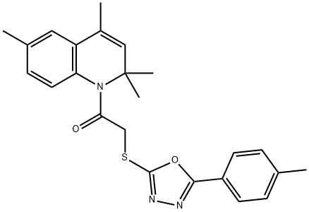 2,2,4,6-tetramethyl-1-({[5-(4-methylphenyl)-1,3,4-oxadiazol-2-yl]sulfanyl}acetyl)-1,2-dihydroquinoline Structure