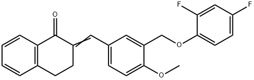 2-{3-[(2,4-difluorophenoxy)methyl]-4-methoxybenzylidene}-3,4-dihydro-1(2H)-naphthalenone 구조식 이미지