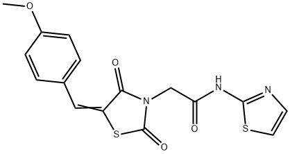 2-[5-(4-methoxybenzylidene)-2,4-dioxo-1,3-thiazolidin-3-yl]-N-(1,3-thiazol-2-yl)acetamide 구조식 이미지