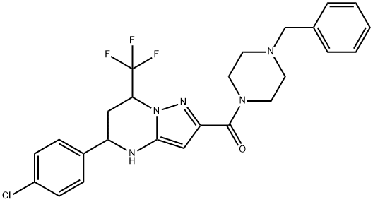 2-[(4-benzylpiperazin-1-yl)carbonyl]-5-(4-chlorophenyl)-7-(trifluoromethyl)-4,5,6,7-tetrahydropyrazolo[1,5-a]pyrimidine 구조식 이미지