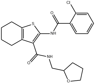 2-[(2-chlorobenzoyl)amino]-N-(tetrahydrofuran-2-ylmethyl)-4,5,6,7-tetrahydro-1-benzothiophene-3-carboxamide Structure