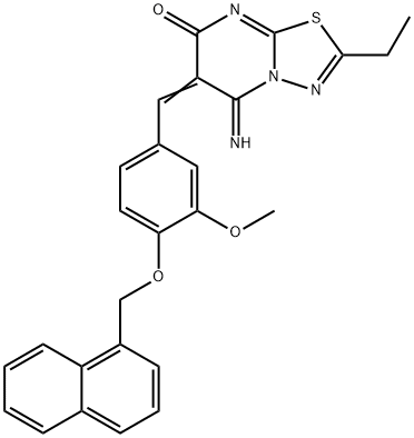2-ethyl-5-imino-6-[3-methoxy-4-(1-naphthylmethoxy)benzylidene]-5,6-dihydro-7H-[1,3,4]thiadiazolo[3,2-a]pyrimidin-7-one Structure