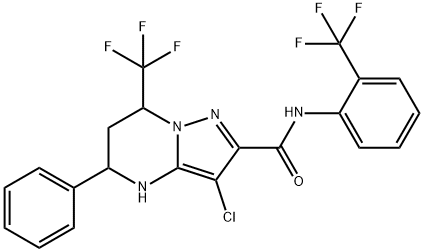 3-chloro-5-phenyl-7-(trifluoromethyl)-N-[2-(trifluoromethyl)phenyl]-4,5,6,7-tetrahydropyrazolo[1,5-a]pyrimidine-2-carboxamide Structure