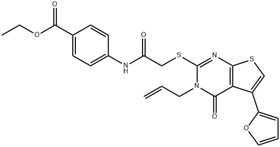 ethyl 4-[({[3-allyl-5-(2-furyl)-4-oxo-3,4-dihydrothieno[2,3-d]pyrimidin-2-yl]sulfanyl}acetyl)amino]benzoate Structure