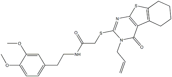 2-[(3-allyl-4-oxo-3,4,5,6,7,8-hexahydro[1]benzothieno[2,3-d]pyrimidin-2-yl)sulfanyl]-N-[2-(3,4-dimethoxyphenyl)ethyl]acetamide Structure