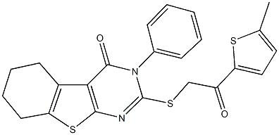 2-{[2-(5-methyl-2-thienyl)-2-oxoethyl]sulfanyl}-3-phenyl-5,6,7,8-tetrahydro[1]benzothieno[2,3-d]pyrimidin-4(3H)-one Structure