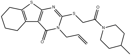 3-allyl-2-{[2-(4-methylpiperidin-1-yl)-2-oxoethyl]sulfanyl}-5,6,7,8-tetrahydro[1]benzothieno[2,3-d]pyrimidin-4(3H)-one 구조식 이미지