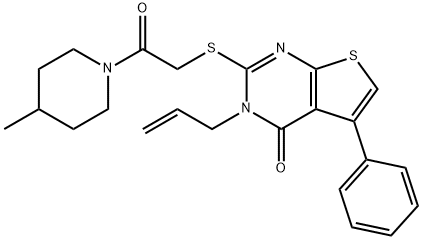 3-allyl-2-{[2-(4-methylpiperidin-1-yl)-2-oxoethyl]sulfanyl}-5-phenylthieno[2,3-d]pyrimidin-4(3H)-one 구조식 이미지