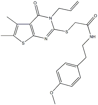 2-[(3-allyl-5,6-dimethyl-4-oxo-3,4-dihydrothieno[2,3-d]pyrimidin-2-yl)sulfanyl]-N-[2-(4-methoxyphenyl)ethyl]acetamide Structure