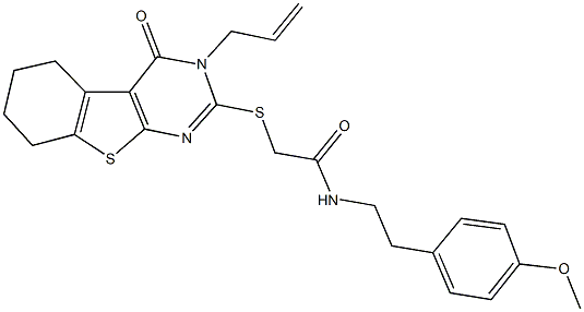 2-[(3-allyl-4-oxo-3,4,5,6,7,8-hexahydro[1]benzothieno[2,3-d]pyrimidin-2-yl)sulfanyl]-N-[2-(4-methoxyphenyl)ethyl]acetamide Structure