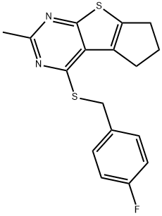 4-[(4-fluorobenzyl)sulfanyl]-2-methyl-6,7-dihydro-5H-cyclopenta[4,5]thieno[2,3-d]pyrimidine Structure