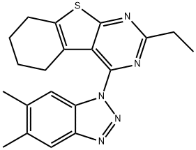 4-(5,6-dimethyl-1H-1,2,3-benzotriazol-1-yl)-2-ethyl-5,6,7,8-tetrahydro[1]benzothieno[2,3-d]pyrimidine 구조식 이미지