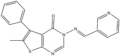 6-methyl-5-phenyl-3-[(3-pyridinylmethylene)amino]thieno[2,3-d]pyrimidin-4(3H)-one Structure