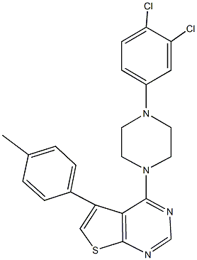 4-[4-(3,4-dichlorophenyl)-1-piperazinyl]-5-(4-methylphenyl)thieno[2,3-d]pyrimidine 구조식 이미지