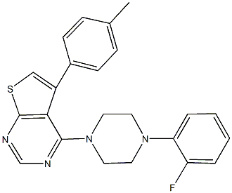 4-[4-(2-fluorophenyl)-1-piperazinyl]-5-(4-methylphenyl)thieno[2,3-d]pyrimidine 구조식 이미지