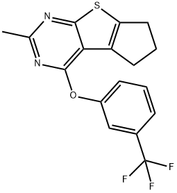 2-methyl-6,7-dihydro-5H-cyclopenta[4,5]thieno[2,3-d]pyrimidin-4-yl 3-(trifluoromethyl)phenyl ether Structure