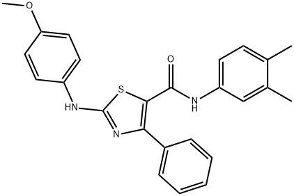 N-(3,4-dimethylphenyl)-2-(4-methoxyanilino)-4-phenyl-1,3-thiazole-5-carboxamide Structure