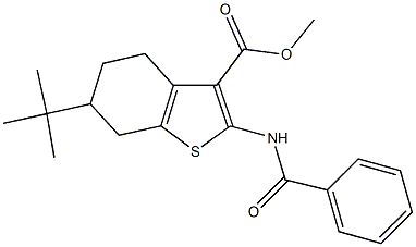 methyl 2-(benzoylamino)-6-tert-butyl-4,5,6,7-tetrahydro-1-benzothiophene-3-carboxylate 구조식 이미지