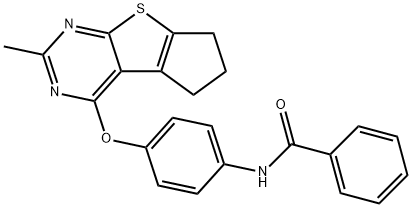 N-{4-[(2-methyl-6,7-dihydro-5H-cyclopenta[4,5]thieno[2,3-d]pyrimidin-4-yl)oxy]phenyl}benzamide Structure