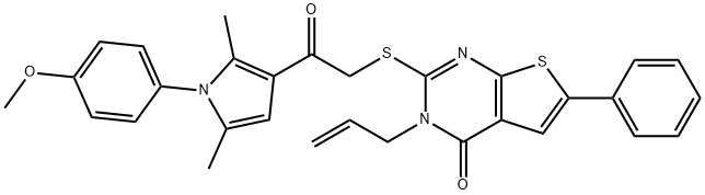 3-allyl-2-({2-[1-(4-methoxyphenyl)-2,5-dimethyl-1H-pyrrol-3-yl]-2-oxoethyl}sulfanyl)-6-phenylthieno[2,3-d]pyrimidin-4(3H)-one Structure