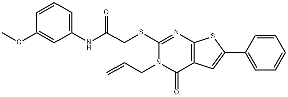 2-[(3-allyl-4-oxo-6-phenyl-3,4-dihydrothieno[2,3-d]pyrimidin-2-yl)sulfanyl]-N-(3-methoxyphenyl)acetamide 구조식 이미지