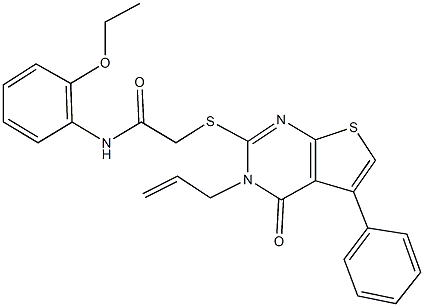 2-[(3-allyl-4-oxo-5-phenyl-3,4-dihydrothieno[2,3-d]pyrimidin-2-yl)sulfanyl]-N-(2-ethoxyphenyl)acetamide 구조식 이미지