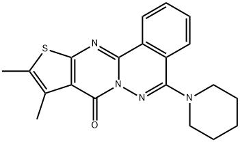 9,10-dimethyl-5-piperidin-1-yl-8H-thieno[2',3':4,5]pyrimido[2,1-a]phthalazin-8-one 구조식 이미지